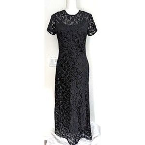 Vintage Y2K Ann Taylor Velvet Floral Burnout Maxi Former Dress Size 8